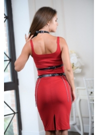 Черно-серебристая портупея-юбка plus size с цепочками - БДСМ Арсенал - купить с доставкой в Новочеркасске