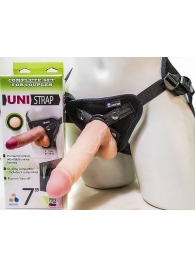 Страпон-унисекс с двумя насадками UNI strap 7  Harness - 19 и 16 см. - LOVETOY (А-Полимер) - купить с доставкой в Новочеркасске