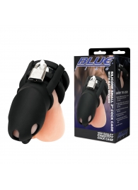 Черная клетка для пениса Silicone Small 2 in Cock Cage With Ball Divider - BlueLine - купить с доставкой в Новочеркасске