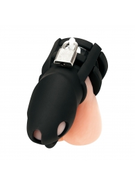 Черная клетка для пениса Silicone Small 2 in Cock Cage With Ball Divider - BlueLine - купить с доставкой в Новочеркасске