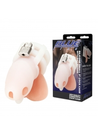 Белая клетка для пениса Silicone Small 2 in Cock Cage With Ball Divider - BlueLine - купить с доставкой в Новочеркасске
