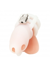 Белая клетка для пениса Silicone Small 2 in Cock Cage With Ball Divider - BlueLine - купить с доставкой в Новочеркасске