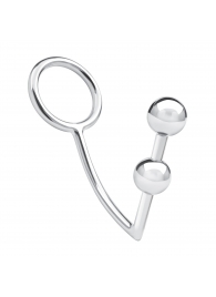 Кольцо на пенис с анальным стимулятором Two Bead Stainless Steel Anal Hook   Cock Ring - BlueLine - в Новочеркасске купить с доставкой
