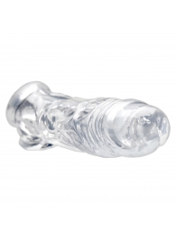 Прозрачная насадка для увеличения члена Realistic Clear Penis Enhancer and Ball Stretcher - 20,3 см. - XR Brands - в Новочеркасске купить с доставкой