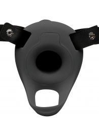 Черный полый страпон с вибрацией 2’’ Erection 28X Smooth Vibrating Silicone Penis Sheath - XR Brands - купить с доставкой в Новочеркасске
