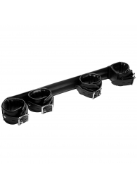Черная распорка с манжетами для рук и ног Deluxe Rigid Spreader Bar - XR Brands - купить с доставкой в Новочеркасске