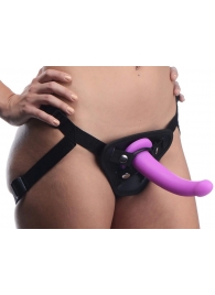 Лиловый поясной страпон Navigator Silicone G-Spot Dildo with Harness - 17,8 см. - XR Brands - купить с доставкой в Новочеркасске