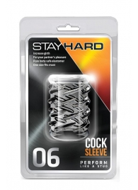 Прозрачная насадка с объёмными чёрточками STAY HARD COCK SLEEVE 06 CLEAR - Blush Novelties - в Новочеркасске купить с доставкой