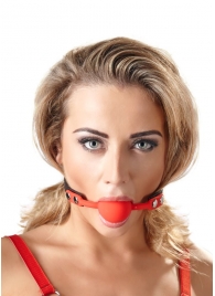 Силиконовый кляп-шар на чёрных ремешках Red Gag silicone - Orion - купить с доставкой в Новочеркасске