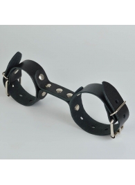 Черные кожаные наручники-фиксатор - Sitabella - купить с доставкой в Новочеркасске