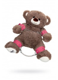 Бондажный набор: бурый мишка с розовыми оковами и наручниками - Pecado - купить с доставкой в Новочеркасске