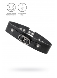 Черный чокер-ошейник со связанными кольцами на подложке - Pecado - купить с доставкой в Новочеркасске