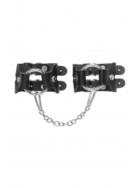 Черные кожаные наручники-браслеты из двух ремешков - Pecado - купить с доставкой в Новочеркасске