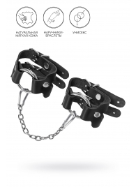 Черные кожаные наручники-браслеты из двух ремешков - Pecado - купить с доставкой в Новочеркасске