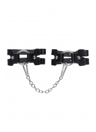Черные кожаные оковы из двух ремешков - Pecado - купить с доставкой в Новочеркасске