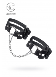 Черные кожаные оковы из двух ремешков - Pecado - купить с доставкой в Новочеркасске