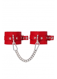 Красные мягкие кожаные оковы с люверсами - Pecado - купить с доставкой в Новочеркасске