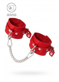 Красные мягкие кожаные оковы с люверсами - Pecado - купить с доставкой в Новочеркасске
