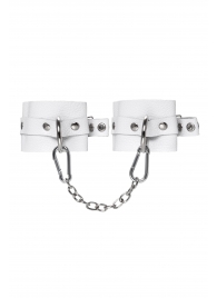 Белые мягкие кожаные наручники с люверсами - Pecado - купить с доставкой в Новочеркасске