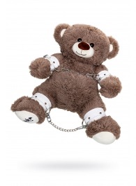 Бондажный набор: бурый мишка с белыми оковами и наручниками - Pecado - купить с доставкой в Новочеркасске