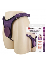 Фиолетовые трусики харнесс с платформой Caludio III - Baile - купить с доставкой в Новочеркасске