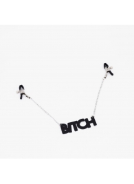Зажимы на соски с кожаной подвеской Bitch - Crazy Handmade - купить с доставкой в Новочеркасске