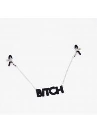 Зажимы на соски с кожаной подвеской Bitch - Crazy Handmade - купить с доставкой в Новочеркасске