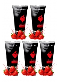 Набор из 5 съедобных лубрикантов JUJU со вкусом клубники - JuJu - купить с доставкой в Новочеркасске