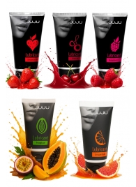 Набор из 5 съедобных лубрикантов JUJU (клубника, малина, тропические фрукты, вишня, грейпфрут) - JuJu - купить с доставкой в Новочеркасске