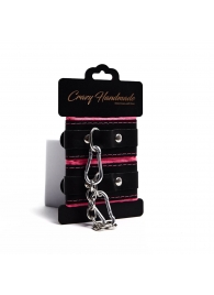 Черно-розовые скругленные наручники с мягкой подкладкой - Crazy Handmade - купить с доставкой в Новочеркасске