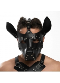 Черная кожаная маска «Собака» - Crazy Handmade - купить с доставкой в Новочеркасске