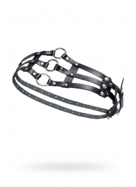 Черный кожаный пояс с кольцами - Pecado - купить с доставкой в Новочеркасске