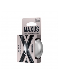 Черные утолщенные презервативы MAXUS Extra Strong с железным кейсом - 3 шт. - Maxus - купить с доставкой в Новочеркасске