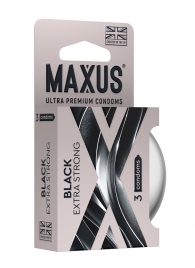 Черные утолщенные презервативы MAXUS Extra Strong с железным кейсом - 3 шт. - Maxus - купить с доставкой в Новочеркасске