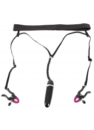 Женские вибростринги с зажимами для половых губ Spreader String with Vibrator - Orion - купить с доставкой в Новочеркасске