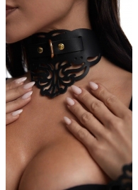 Фигурный чокер с узорами и золотистой фурнитурой - Crazy Handmade - купить с доставкой в Новочеркасске