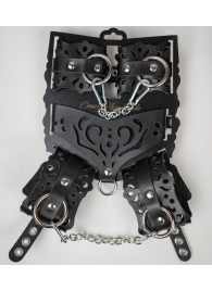 Черный ажурный кожаный набор фиксаций - Crazy Handmade - купить с доставкой в Новочеркасске