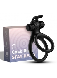 Черное эрекционное виброкольцо с подхватом мошонки Stay Hard - Boys of Toys - в Новочеркасске купить с доставкой