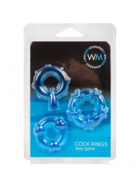 Набор из 3 синих эрекционных колец с различным рельефом - Erowoman-Eroman - в Новочеркасске купить с доставкой