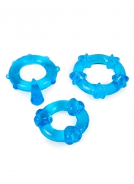 Набор из 3 синих эрекционных колец с различным рельефом - Erowoman-Eroman - в Новочеркасске купить с доставкой