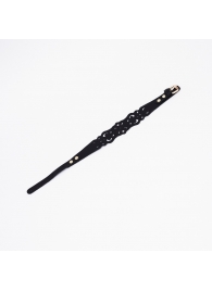 Черный ажурный чокер с золотистой фурнитурой - Crazy Handmade - купить с доставкой в Новочеркасске