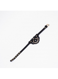 Черный чокер с клепками и золотистой фурнитурой - Crazy Handmade - купить с доставкой в Новочеркасске