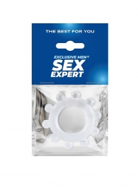 Прозрачное эрекционное кольцо со стимулирующими шариками - Sex Expert - в Новочеркасске купить с доставкой