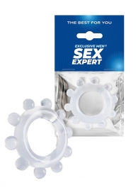 Прозрачное эрекционное кольцо со стимулирующими шариками - Sex Expert - в Новочеркасске купить с доставкой