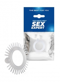 Эластичное эрекционное кольцо с шипиками и шариком - Sex Expert - в Новочеркасске купить с доставкой