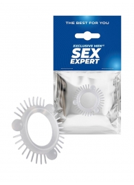 Эластичное эрекционное кольцо с 3 шариками и шипами - Sex Expert - в Новочеркасске купить с доставкой