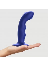 Синяя насадка-стимулятор Strap-On-Me Tapping Dildo Wave - Strap-on-me - купить с доставкой в Новочеркасске