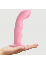 Розовая насадка-стимулятор Strap-On-Me Tapping Dildo Wave - Strap-on-me - купить с доставкой в Новочеркасске