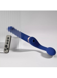 Синий безремневой страпон Multi Orgasm Bendable Strap-On size L с клиторальной стимуляцией - Strap-on-me - купить с доставкой в Новочеркасске