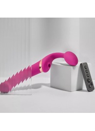 Ярко-розовый безремневой страпон Multi Orgasm Bendable Strap-On size L с клиторальной стимуляцией - Strap-on-me - купить с доставкой в Новочеркасске